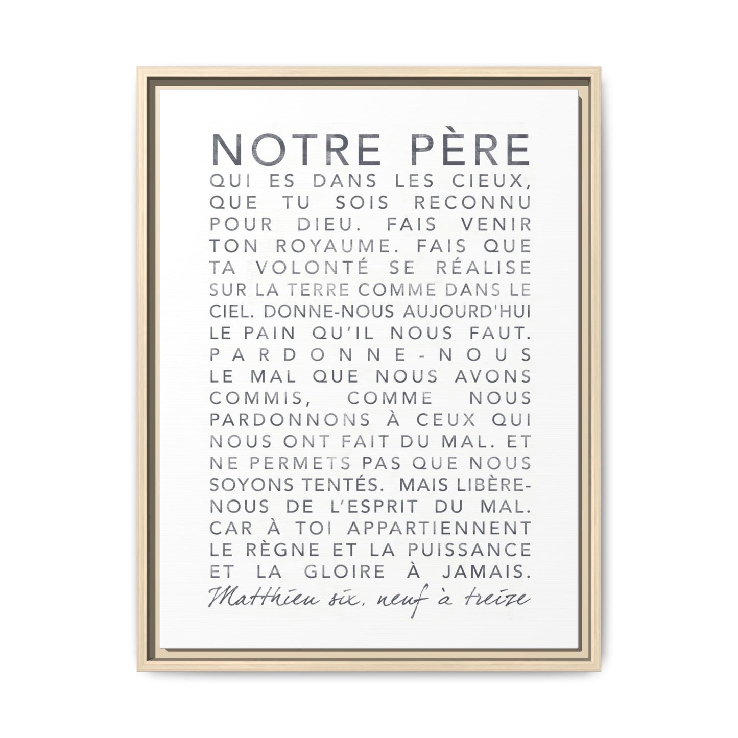 Canevas encadré « Notre Père »